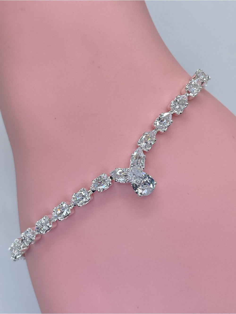 Swarovski Crystal Elements White Crystal Dainty Tennis Bracelet Bridal Prom